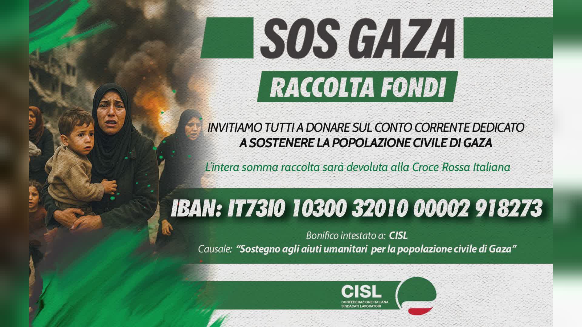 Cisl Liguria lancia una raccolta fondi per Gaza: “Un gesto collettivo di responsabilità e speranza”