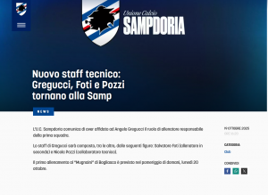 Sampdoria, ufficiale: Foti nuovo allenatore, Gregucci è il "tutor". C'è Nicola Pozzi, non Lombardo