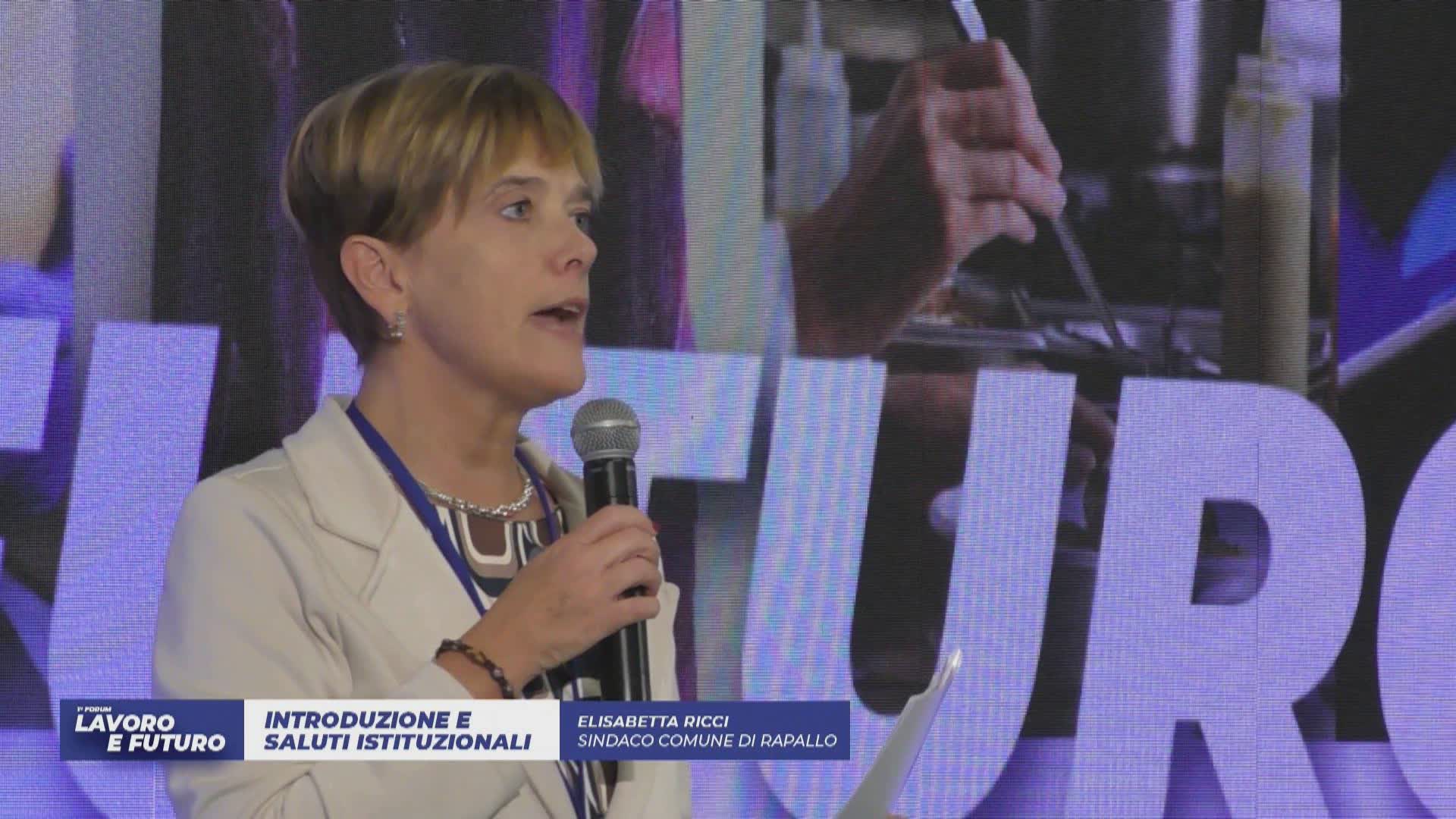 Primo forum 'Lavoro e Futuro', l'intervento di Elisabetta Ricci, sindaco di Rapallo