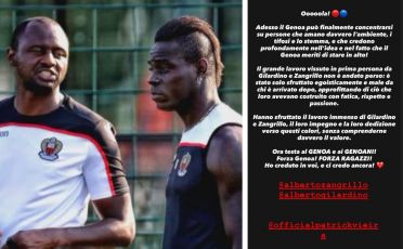 Genoa, la 'vendetta' di Balotelli su Vieira: "Dio vede e provvede, il lavoro di Zangrillo e Gilardino non è andato perso"