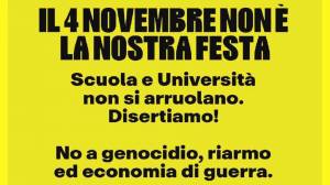 Genova, presidio USB al Rettorato: “Il 4 novembre non abbiamo nulla da festeggiare”