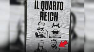 Genova, manifesti con Trump, Netanyahu, Meloni e Salvini 'Quarto Reich'. Bucci: 'Violenza inaccettabile'. Balleari: "Zero tolleranza per violenti"
