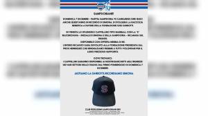 Sampdoria, il 7 dicembre in vendita i cappelli da baseball dei Fedelissimi per la "Ghirotti"