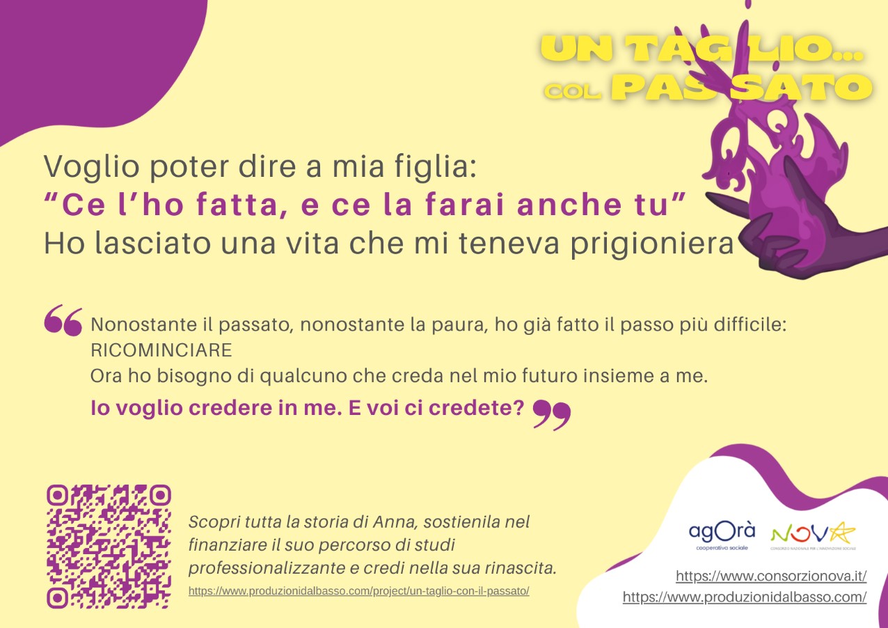 Al via il crowdfunding “Un taglio con il passato”: il progetto di Agorà per sostenere Anna verso una nuova vita