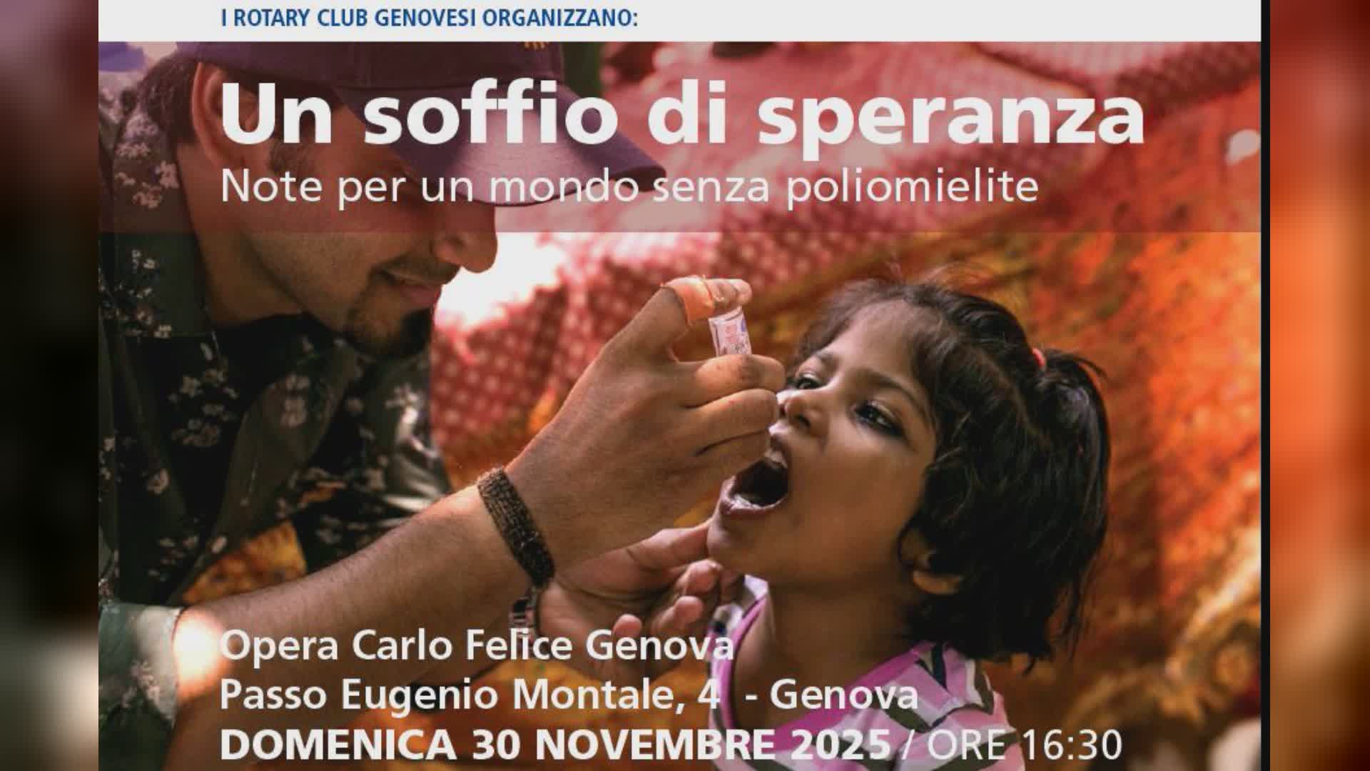 “Un soffio di speranza”, al Carlo Felice il concerto benefico per un mondo senza poliomielite