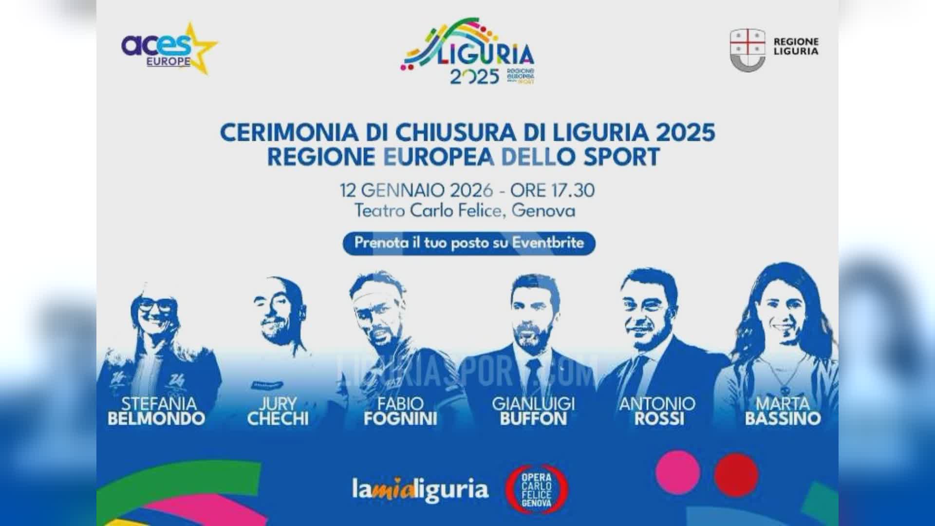 Liguria Regione europea dello sport: il 12 gennaio al Carlo Felice l'evento di chiusura