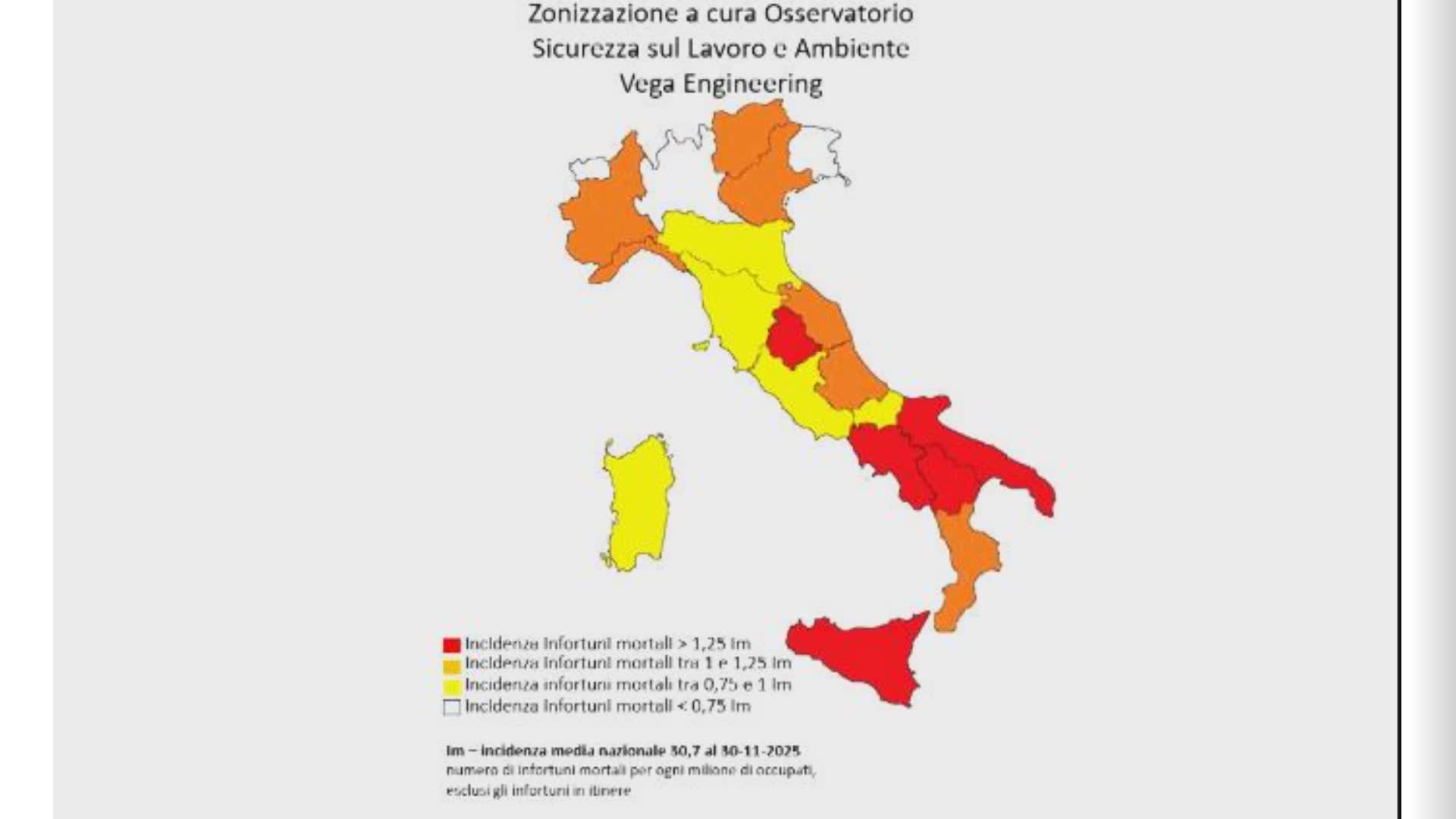 Morti sul lavoro, Liguria in zona arancione: 22 vittime nei primi undici mesi del 2025