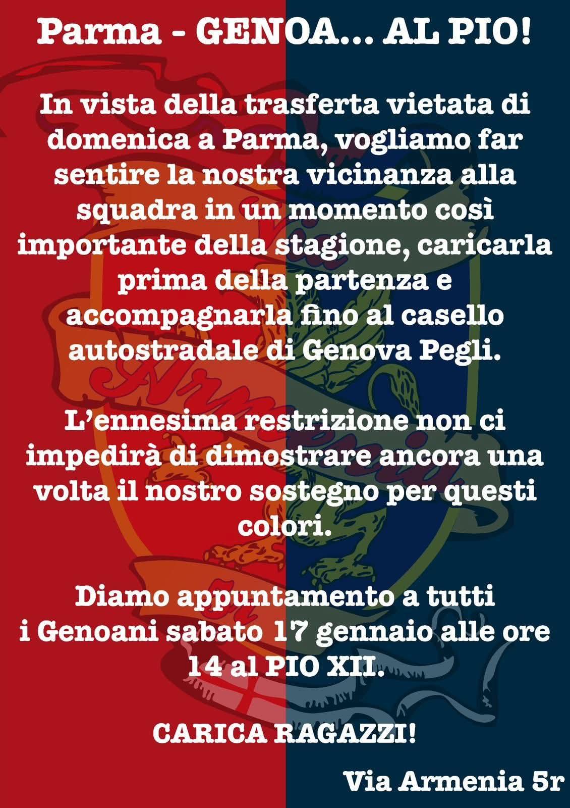 Genoa, sabato tifosi al Signorini  per caricare i rossoblu in vista di Parma
