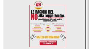 Genova, gazebo informativo del comitato per il 'no' sul referendum sulla giustizia: appuntamento il 28 febbraio in Largo Pertini