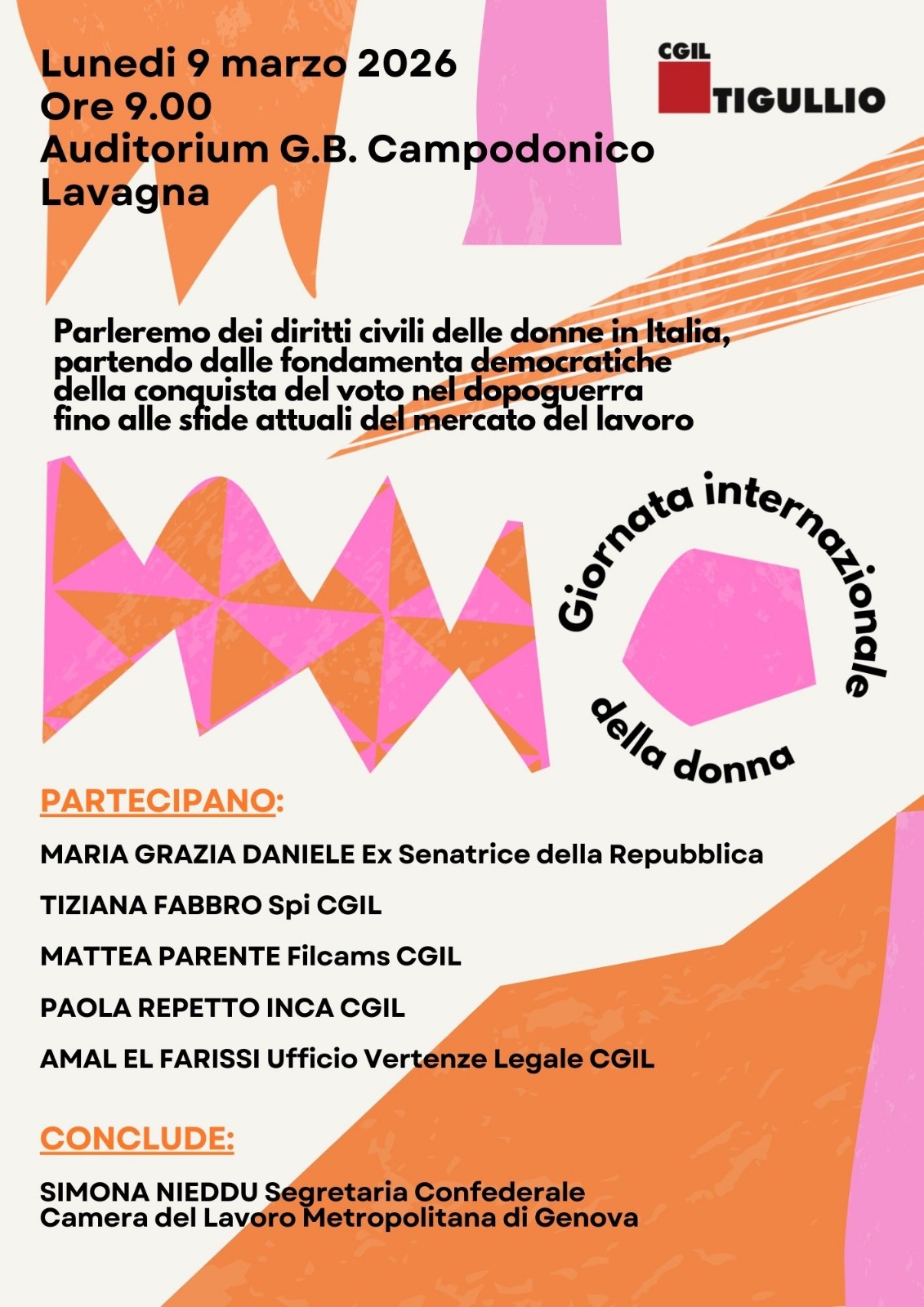 Lavagna, lunedì incontro sui diritti civili delle donne