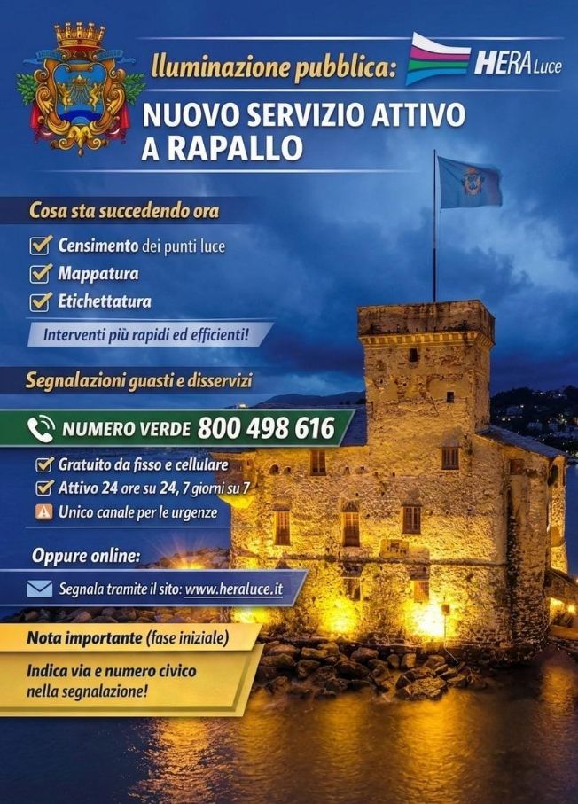 Rapallo affida a Hera Luce il nuovo servizio di illuminazione pubblica