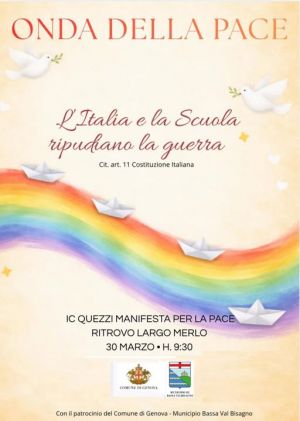 In piazza per la pace. Da largo Merlo parte la marcia di tanti alunni delle scuole della Bassa Valbisagno