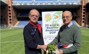 Piatto di trenette per Genoa e Sampdoria col basilico DOP coltivato sul prato del Ferraris 