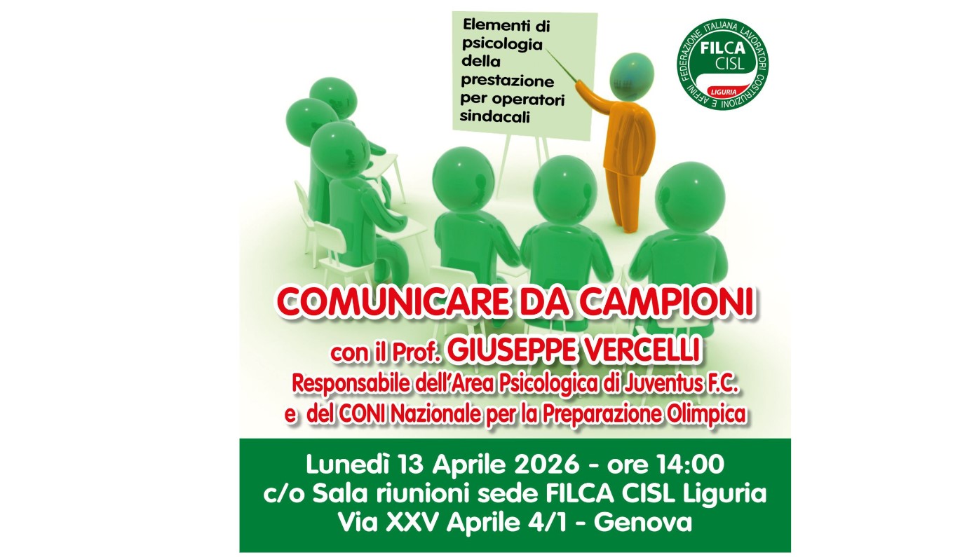 Formazione Filca Liguria: il professor Vercelli guida un incontro sulla psicologia della prestazione