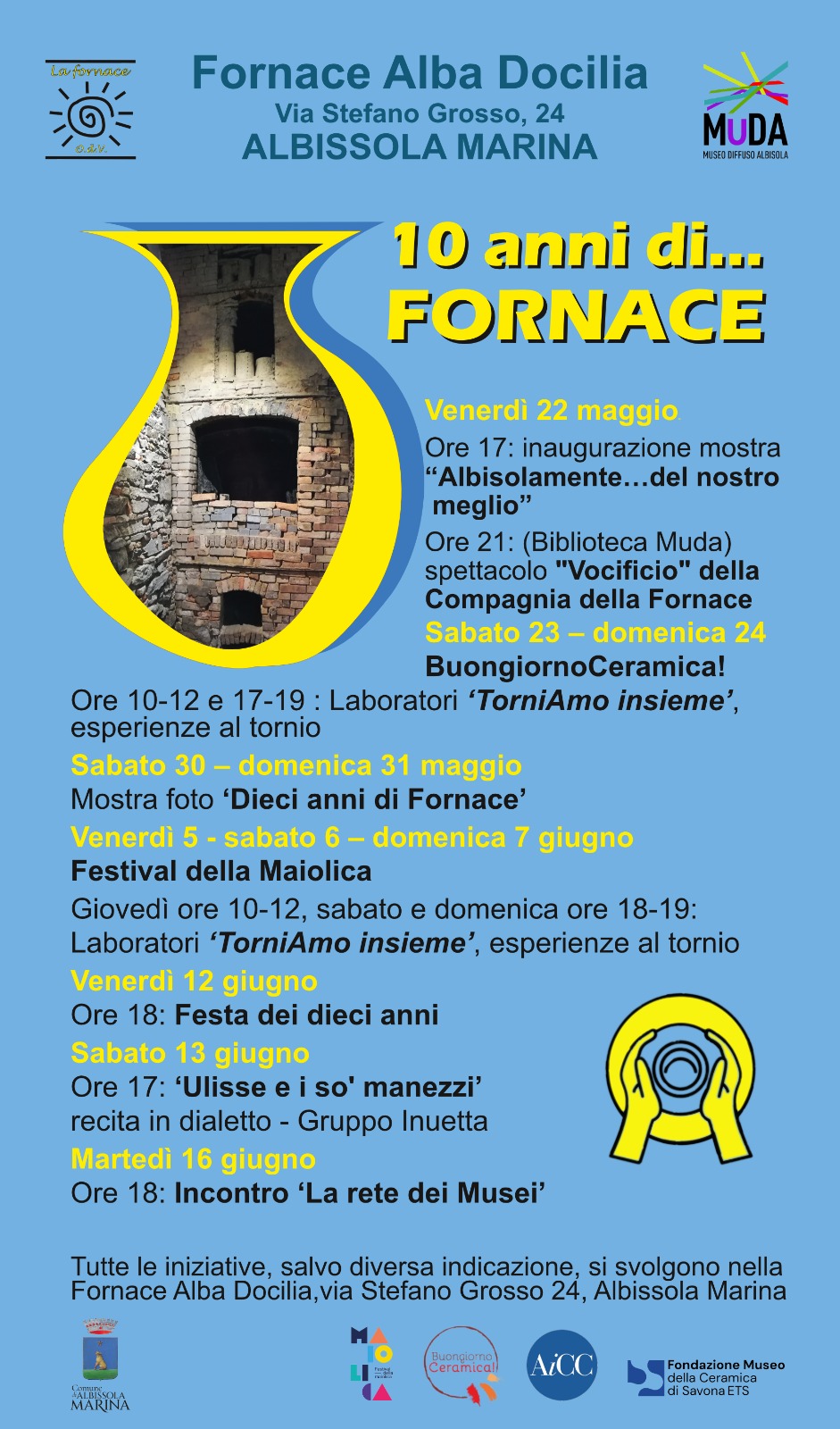 Albissola Marina: 10 anni dell'associazione che gestisce la Fornace Alba Docilia, le iniziative 