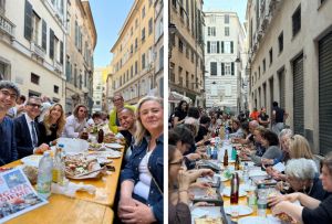 Centro storico, maxi tavolata nei caruggi per la Cena Condivisa, Salis: "Il volto autentico di Genova"