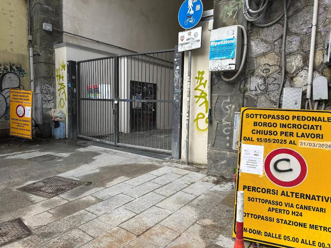Genova, dal 15 giugno torna accessibile il tunnel pedonale di Borgo Incrociati