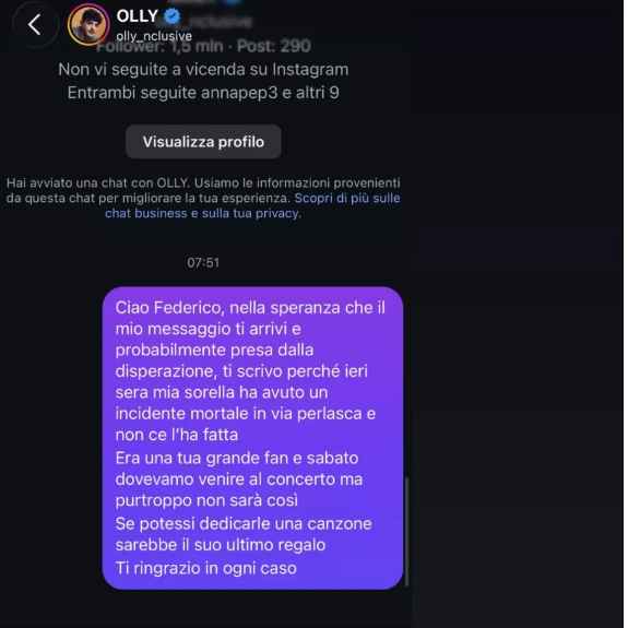 Morte di Elisa Bozzano, la sorella scrive a Olly: "Dedicale una canzone, dovevamo venire al tuo concerto"
