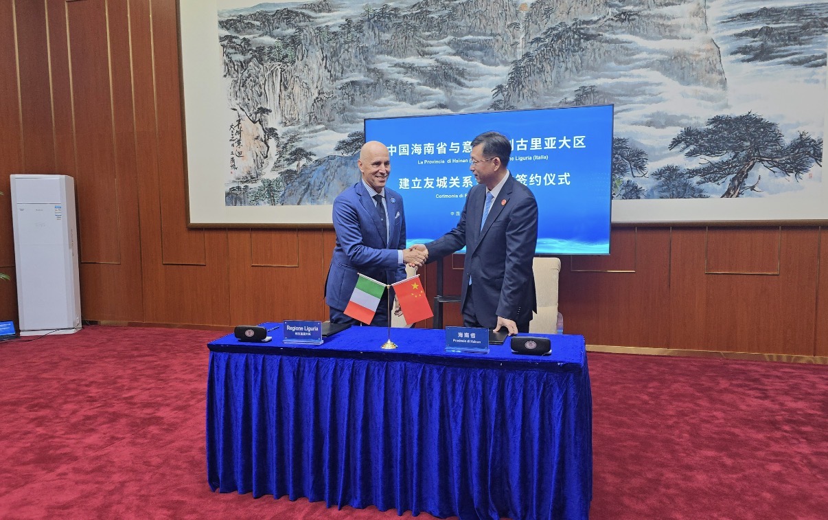 Regione Liguria, firmata la lettera d’intenti con Hainan. Nannini: “Aperta la strada a progetti su turismo, Blue Economy e tecnologie”