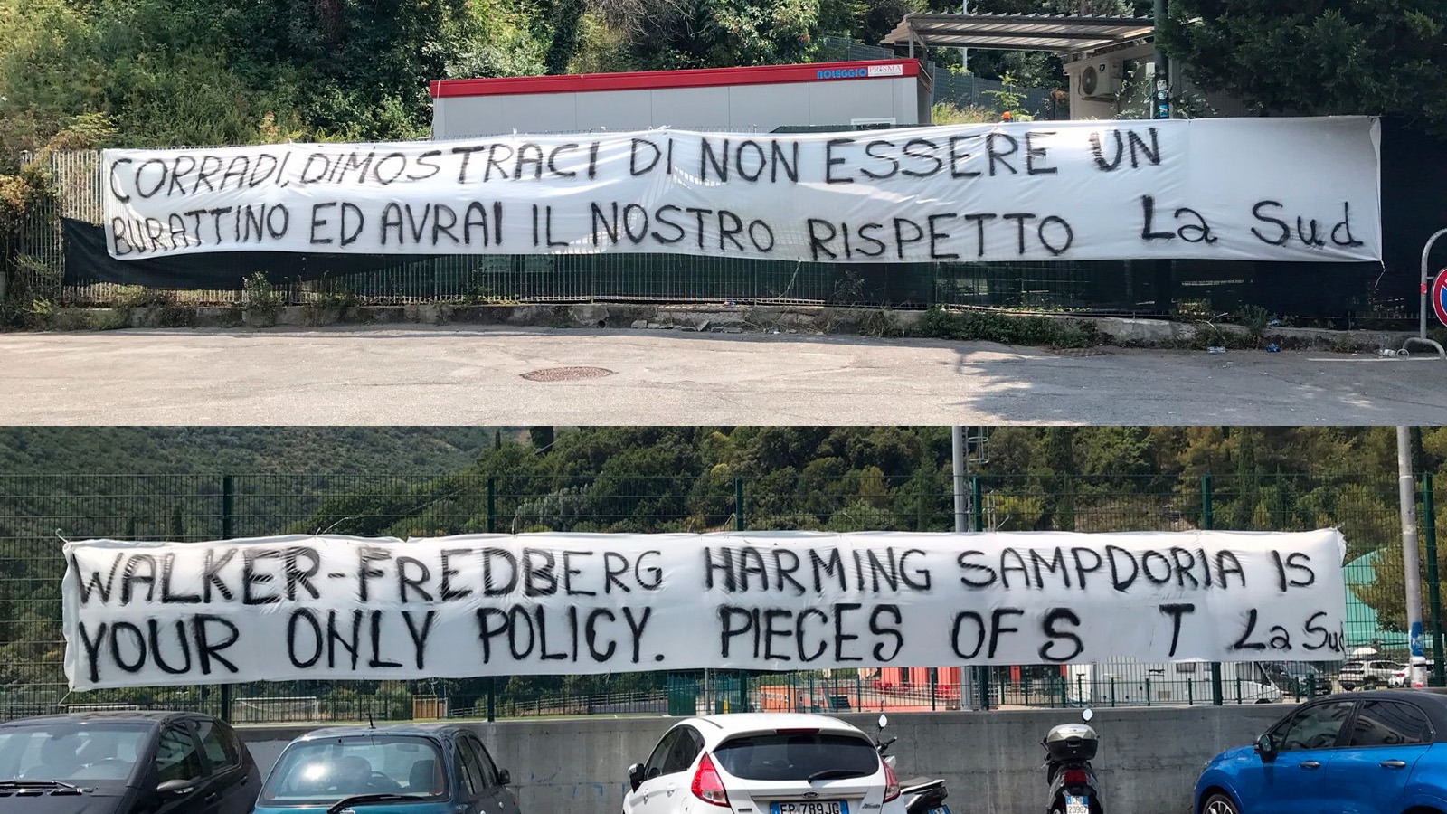 Sampdoria, tifosi a Bogliasco: apertura di credito per Corradi, contestati Walker e Fredberg
