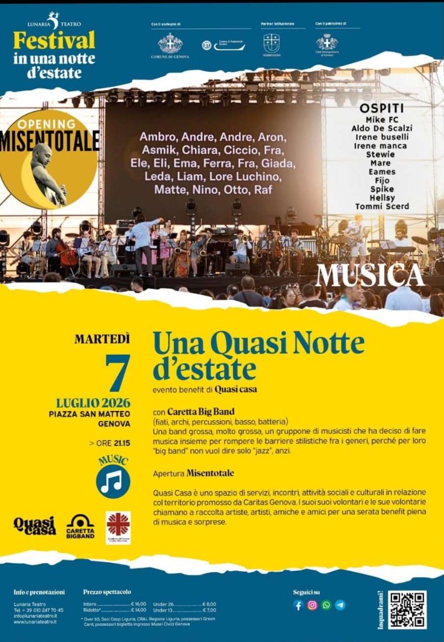 Genova, Quasi Casa: serata benefica a San Matteo per sostenere l'unità di strada e i progetti nelle scuole