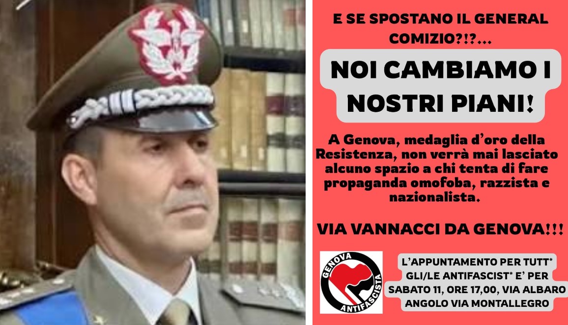 Genova Antifascista 'bracca' Vannacci in Albaro: "Non gli lasceremo spazio"