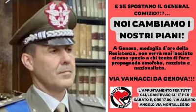 Genova Antifascista 'bracca' Vannacci in Albaro: "Non gli lasceremo spazio"