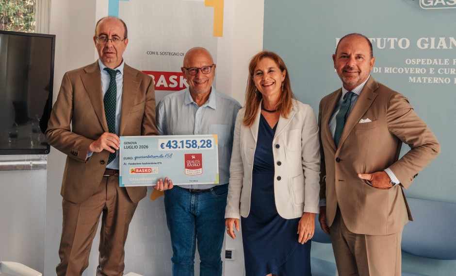 Gaslini, Basko dona oltre 40mila euro per sostenere i bambini ricoverati senza un familiare accanto