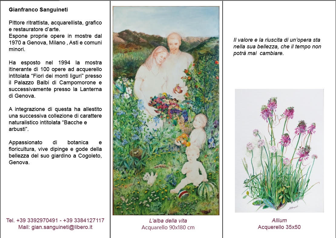Arenzano: 'la Natura è Arte', il pittore Sanguineti in mostra al centro polivalente fino al 26 luglio 