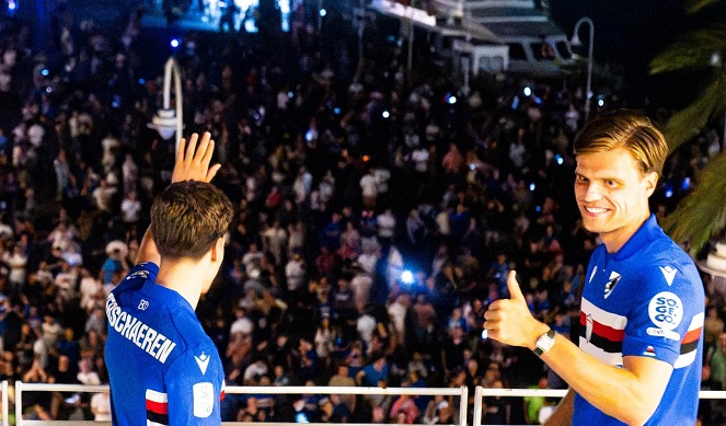 Sampdoria, ufficiali Meijer e Verschaeren: in maglia blucerchiata alla festa per gli 80 anni