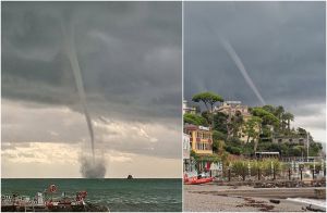 Maltempo, tromba marina avvistata al largo di Santa Margherita Ligure (VIDEO)