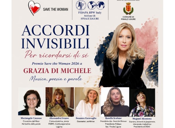 Finalborgo, 'Accordi invisibili': alla cantautrice Grazia Di Michele il premio 'Save The Woman' 2026