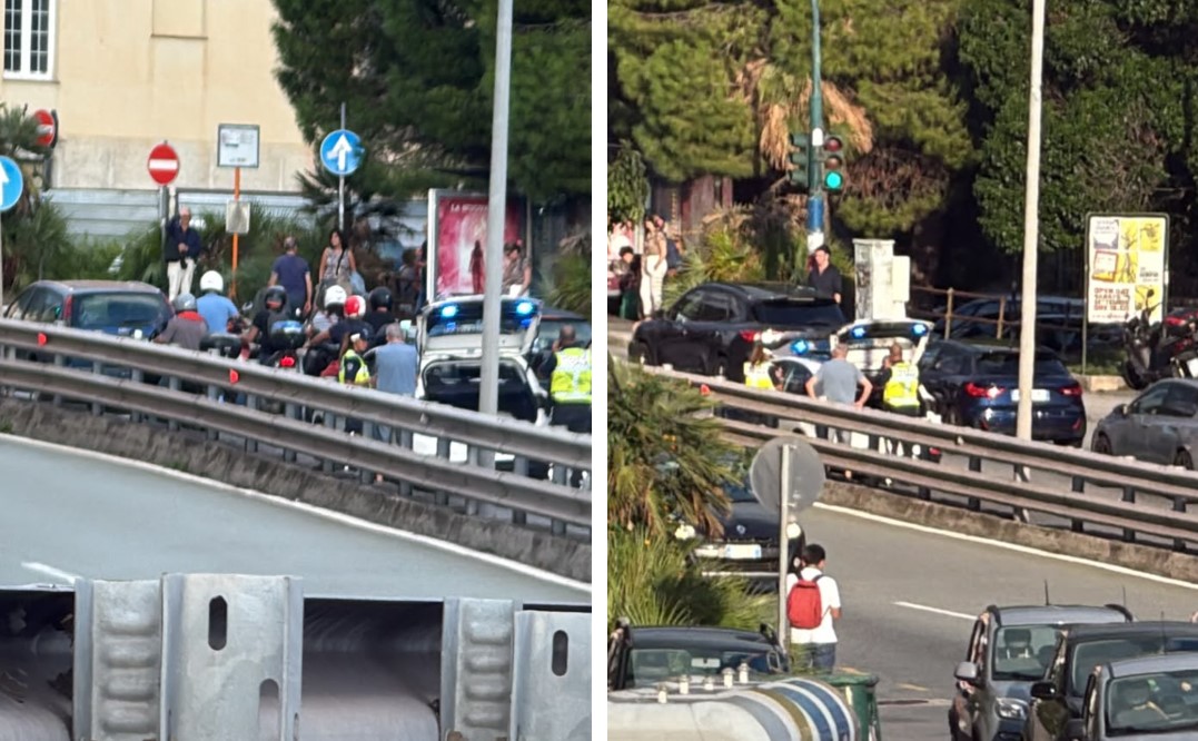 Genova: scontro auto-moto in corso Europa prima dello svincolo di Nervi, traffico in tilt