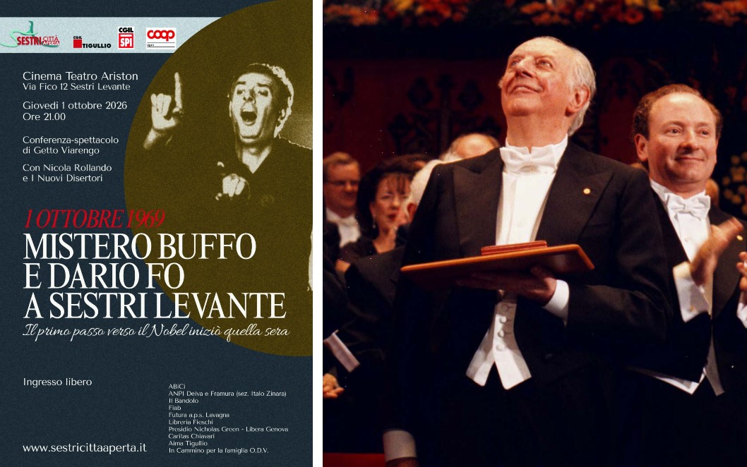 Sestri Levante ricorda il debutto di 'Mistero Buffo': il 1° ottobre 1969 iniziò il cammino di Dario Fo verso il Nobel