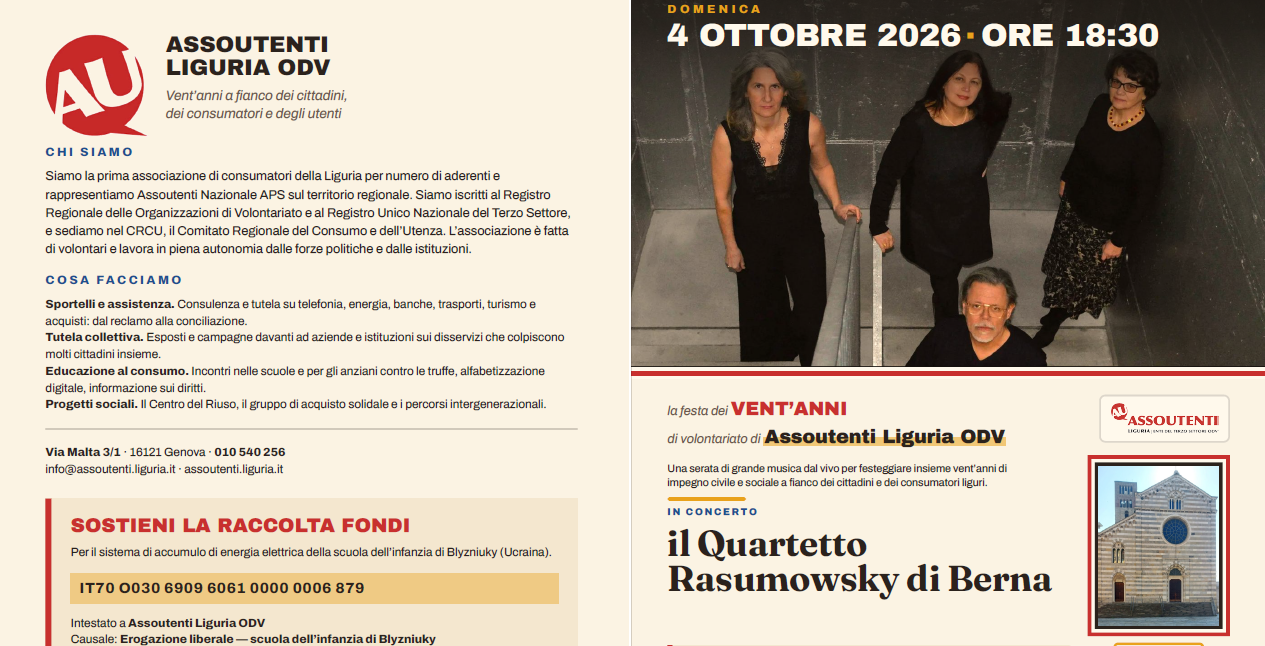 Genova, i 20 anni di Assoutenti celebrati con un concerto nel segno della solidarietà