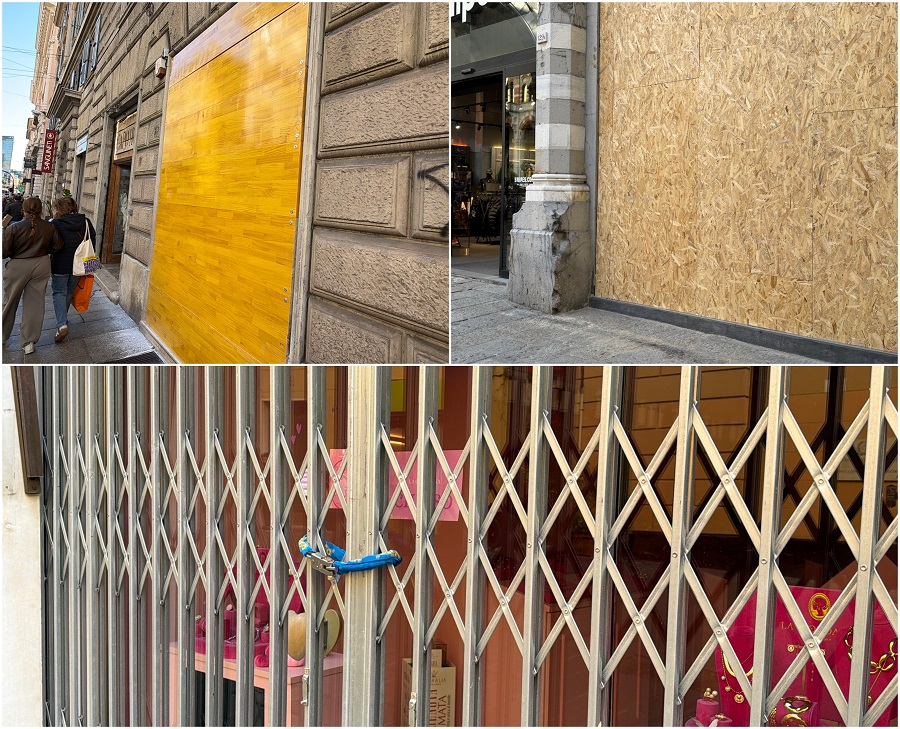 Manifestazioni a Genova, i negozi del centro corrono ai ripari: tavole alle vetrine e serrande abbassate. Salis: "Che sia protesta pacifica"