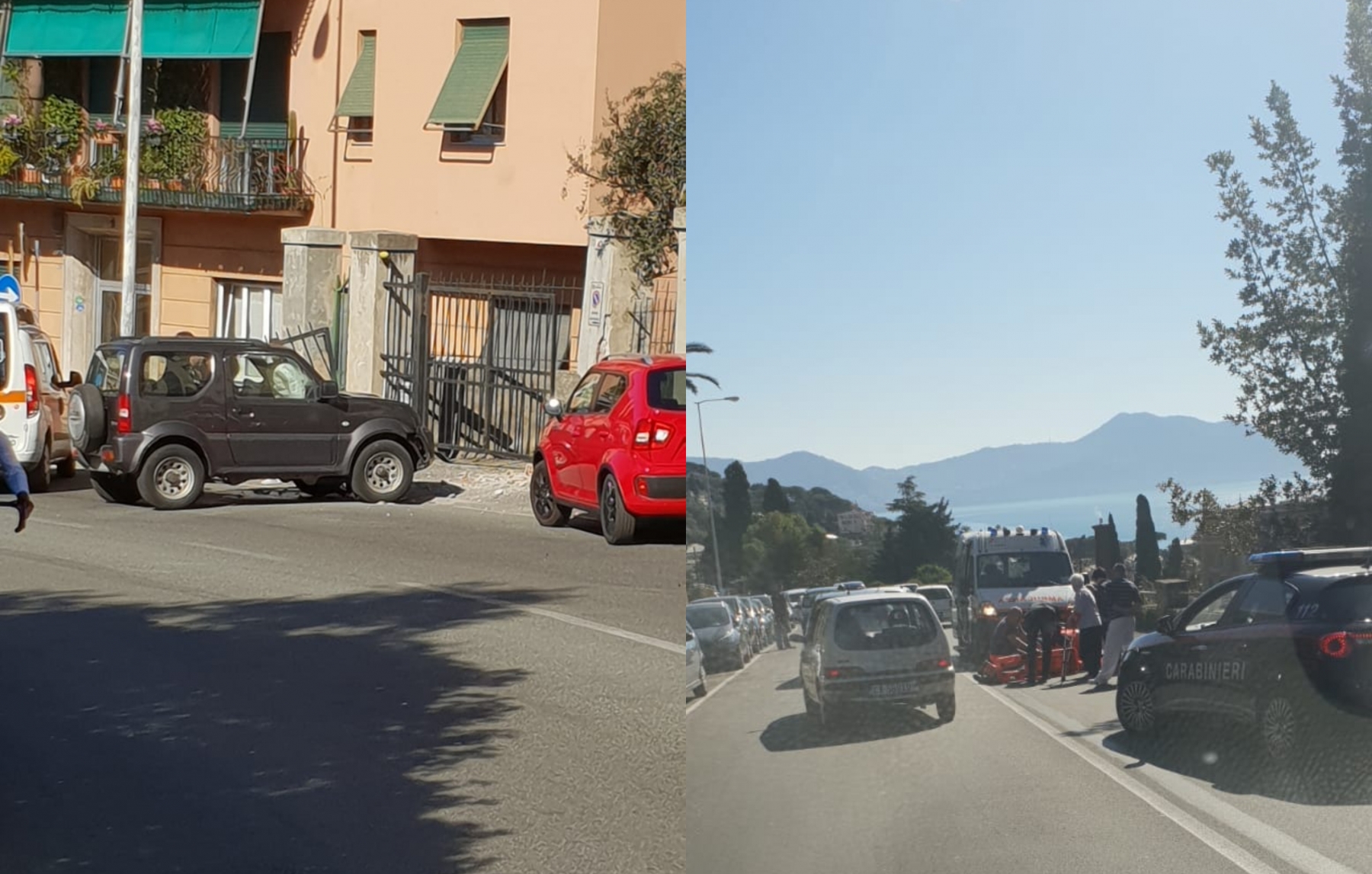 Due incidenti a Nervi, traffico in tilt sull'Aurelia