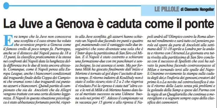"La Juve a Genova è caduta come il ponte": titolo choc del quotidiano "Il Roma"