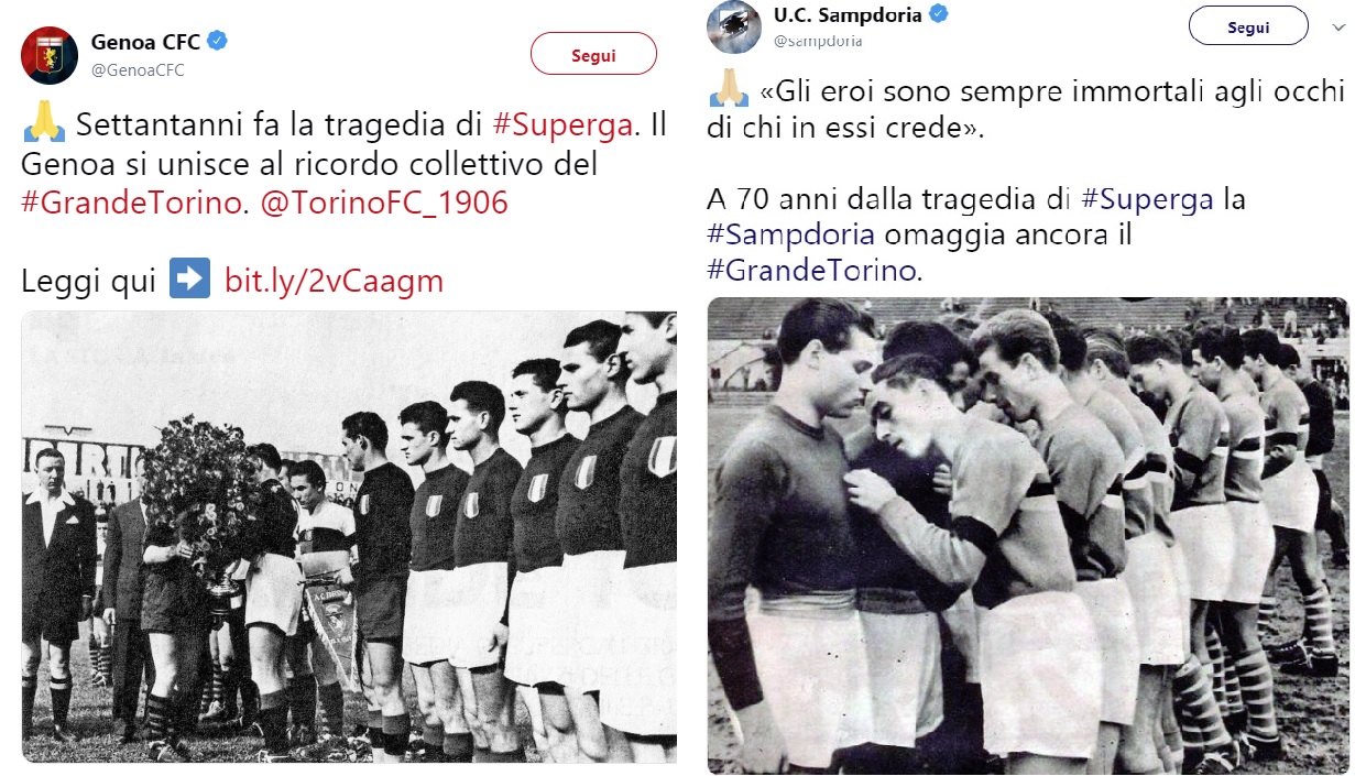 Genoa e Sampdoria onorano il Grande Torino