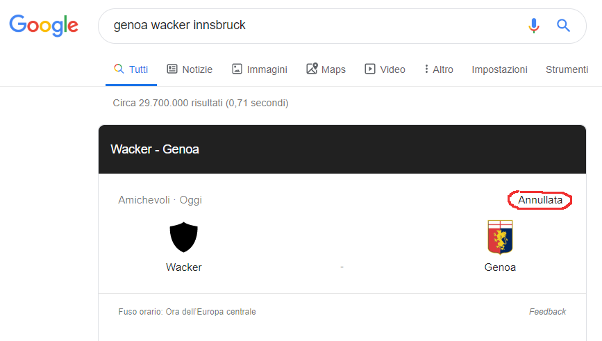 Neustift 2019, Google spaventa i tifosi: Genoa-Wacker si gioca regolarmente