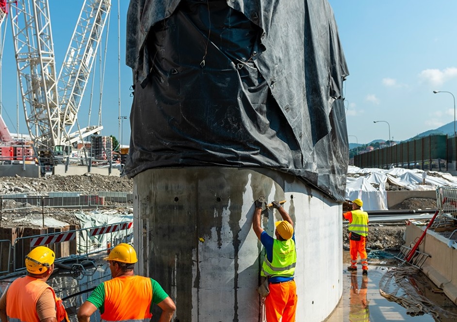 Nuovo ponte di Genova, visibile il primo pezzo della futura pila 9